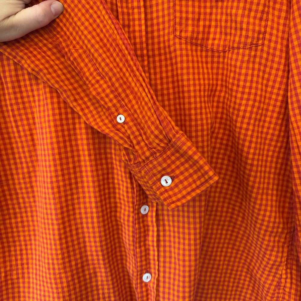 BDG Men's Cotton Orange Checkered Plaid Flannel Shirt Size Medium - Picture 3 of 6